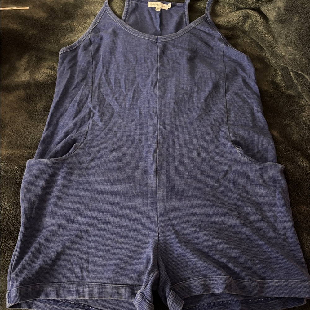 navy blue tank top romper with pockets